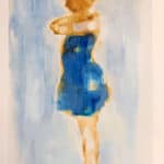 Suvi Malek, Sininen nauha, serigrafia, sekatekniikkaa, käsivärjäys, akryyli, 2021