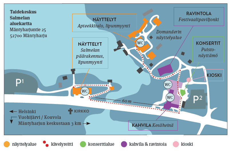 Taidekeskus Salmelan aluekartta