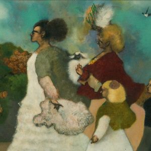 Taidepostikortti (taitettu): Juhlaväkeä