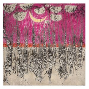 Taidepostikortti (neliö&taitettu): Iltapakkanen ja kuunsirppi