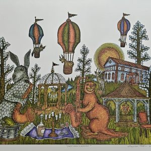 Partanen, Marja-Liisa: Festivaalivieraat (2025), litografia